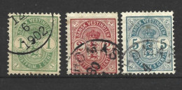 ANTILLES DANOISES 1900 (o) Y&T N° 16-17-18   Wmk Crown - P 13 - Danimarca (Antille)