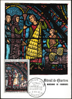 France 1963 Y&T 1399. Carte Maximum, Vitrail De La Cathédrale De Chartres. Le Marchand De Fourrures - Glas & Fenster