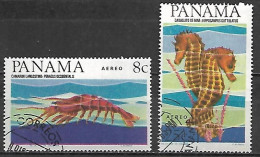 PANAMA     -  Aéros  -    LANGOUSTE  /   HIPPOCAMPES      -    Oblitérés - Crustacés