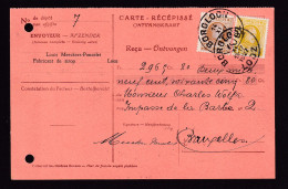 DDFF 360 -- Carte Récépissé TP Houyoux BORGLOON LOOZ 1927 - Verso 2 Timbres Fiscaux - Documents