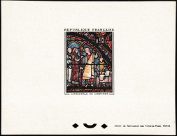 France 1963 Y&T 1399. Feuillet De Luxe (épreuve De Luxe), Vitrail De La Cathédrale De Chartres. Le Marchand De Fourrures - Glas & Fenster