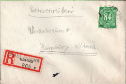 ! 1947 Einschreiben Aus Büsum, R-Zettel Von Kiel Wik, Gelaufen N. Hamburg Altona - Cartas & Documentos