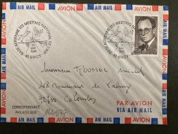 LETTRE TP PIERRE COT 2,20+0,50 OBL.25 MAI 1986 45 BRICY BASE AERIENNE 123 MEETING NATIONAL DE L'AIR - Military Airmail