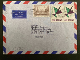 LETTRE Par Avion Pour La FRANCE TP AVION 11p Paire + RIQUEZA AUSTRAL 5p OBL.MEC. DIC 4 196? BUENOS AIRES - Lettres & Documents