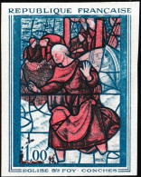 France 1963 Y&T 1377. Essai De Couleurs, Vitrail De L'église Ste Foy, Conches. - Glas & Brandglas