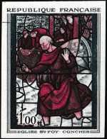 France 1963 Y&T 1377. Essai De Couleurs, Vitrail De L'église Ste Foy, Conches. - Glas & Fenster
