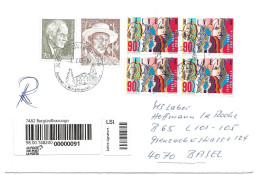 201 - 87 - Enveloppe Recommandée Avec Cachets Illustrés Bergün 2001 - Bel Affranchissement - Cartas & Documentos