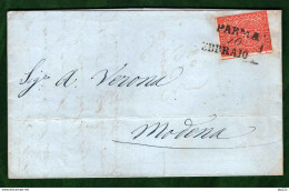 Parma 1853 15c Su Lettera Da Parma A Modena 10/2/54 Sass.7  VF/F - Parme