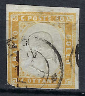 SARDAIGNE Ca.1855-61: Le Y&T 14a  Obl. CAD, Touché Coin SO, Forte Cote - Sardegna