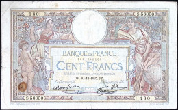 FRANCE * 100 Francs LOM * Date 30/12/1937 * Etat/Grade TB/F * Fay 25.07 * - 100 F 1908-1939 ''Luc Olivier Merson''