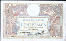 FRANCE * 100 Francs LOM * Date 05/05/1938 * Etat/Grade TB/F * Fay 25.17 * - 100 F 1908-1939 ''Luc Olivier Merson''