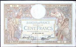 FRANCE * 100 Francs LOM * Date 19/05/1938 * Etat/Grade TTB/VF * Fay 25.19 * - 100 F 1908-1939 ''Luc Olivier Merson''