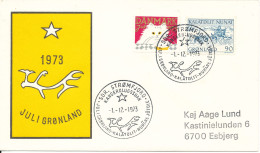 Greenland Cover Sent To Denmark With Special Christmas Cancel And Cachet Sdr. Stromfjord 1-12-1973 - Covers & Documents