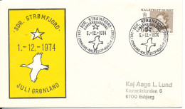 Greenland Cover Sent To Denmark With Special Christmas Cancel And Cachet Sdr. Stromfjord 5-12-1974 - Storia Postale