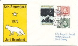 Greenland Cover Sent To Denmark With Special Christmas Cancel, Seal And Cachet Sdr. Stromfjord 20-12-1976 - Covers & Documents