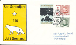 Greenland Cover Sent To Denmark With Special Christmas Cancel, Seal And Cachet Sdr. Stromfjord 20-12-1976 - Briefe U. Dokumente