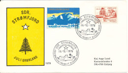 Greenland Cover Sent To Denmark With Special Christmas Cancel, Seal And Cachet Sdr. Stromfjord 20-12-1979 - Storia Postale