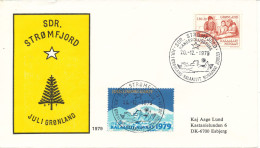 Greenland Cover Sent To Denmark With Special Christmas Cancel, Seal And Cachet Sdr. Stromfjord 20-12-1979 - Lettres & Documents