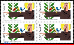Ref. BR-1477-Q BRAZIL 1976 - ST. FRANCIS OF ASSISI,RELIGION, BIRDS, MI# 1562, BLOCK MNH, FAMOUS PEOPLE 4V Sc# 1477 - Hojas Bloque