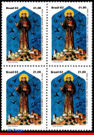 Ref. BR-1809-Q BRAZIL 1982 - ST.FRANCIS OF ASSISI,FAMOUS PEOPLE, MI# 1909, BLOCK MNH, RELIGION 4V Sc# 1809 - Blokken & Velletjes