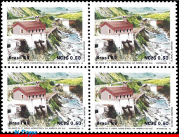 Ref. BR-2204-Q BRAZIL 1989 - 1ST HYDROELECTRIC SOUTHAMERICA, WATERFALL, MI# 2317, BLOCK MNH, ELECTRICITY 4V Sc# 2204 - Blocks & Kleinbögen