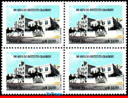 Ref. BR-2279-Q BRAZIL 1990 - GRANBERY INSTITUTE, CENT., OSCAR NIEMEYER, MI# 2374, BLOCK MNH, ARCHITECTURE 4V Sc# 2279 - Blocchi & Foglietti