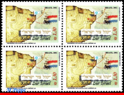 Ref. BR-2833-Q BRAZIL 2001 - FIRST AMERICAN SYNAGOGUE,JEWISH RELIGION, MI# 3186, BLOCK MNH, MAPS 4V Sc# 2833 - Blocchi & Foglietti