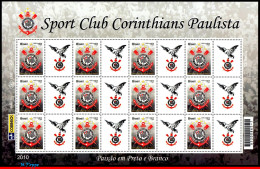 Ref. BR-3145-3FO BRAZIL 2010 - CORINTHIANS,FAMOUS CLUBS, SHEET PERSONALIZED MNH, FOOTBALL SOCCER 12V Sc# 3145 - Clubs Mythiques