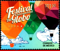 Ref. MX-2947 MEXICO 2015 - INTL GLOBE FESTIVAL,BALLOONS, MNH, PLANES, AVIATION 1V Sc# 2947 - Autres (Air)