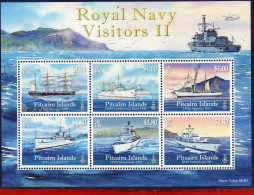 Ref. PI-V2010-1 PITCAIRN ISLAND 2010 - ROYAL NAVE VISITORS IIS/S MINT MNH, SHIPS, BOATS 6V - Pitcairn Islands