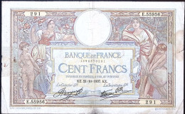 FRANCE * 100 Francs * LOM * Date 21/10/1937 * Fay. 25.03 * État/Grade B/VG * - 100 F 1908-1939 ''Luc Olivier Merson''