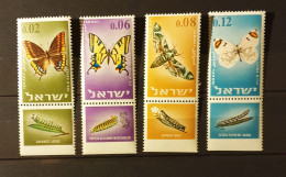 12 - 23 / Israël - Lot De Timbres Avec Tabs - Tous ** MNH  / Papillons Et Chenilles - Neufs (avec Tabs)