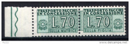 Italia Repubblica 1966 Pacchi In Concessione 70 £ Sass. PPC 8 **/MNH VF - Consigned Parcels