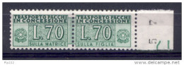 Italia Repubblica 1966 Pacchi In Concessione 70 £ Sass. PPC 8 **/MNH VF - Consigned Parcels