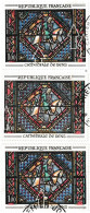 France 1965 Y&T 1427e Et 1427f. 3 Cartes Maximum, Curiosités D'impression. Vitrail De La Cathédrale De Sens - Glas & Brandglas
