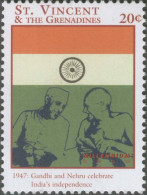 Mahatma Gandhi With Nehru, Father Of The Nation India Flag, Famous People, Leader, MNH St Vincent - Mahatma Gandhi