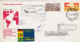 Brazil 1974 - Lufthansa, 40 Anos De Servicio Aereo Stuttgart-Natal-Rio, R-letter - Storia Postale