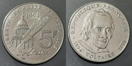Monnaie France - 1994 - 5 Francs Voltaire - Herdenking