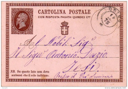 1875 CARTOLINA CON ANNULLO OSIMO ANCONA - Postwaardestukken