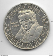 *DDR Medaille Heinrich Heine 1797-1856 Dichter Proof - Autres & Non Classés