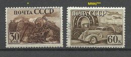RUSSIA Soviet Union 1941 Michel 789 & 791 MH/MNH Transport Car Train - Other & Unclassified