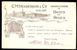 ETATS UNIS(1890) Fabrique De Chaussures Et De Bottes. Entier Publicitaire à 1 Cent: "C.M. Henderson & Company." - ...-1900