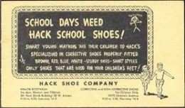 U.S.A.(1950) Blackboard. Shoes. Postal Card With Advertisement For Hack School Shoes, Corrective Or Non-corrective. - 1941-60