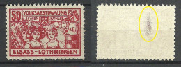 France Or Germany 1918 Volksabstimmung Elsass-Lothringen Vignette (*) NB! Thin Place/dünne Stelle! - Erinnophilie