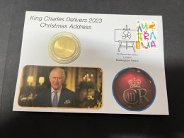 (25-12-2023) (2 W 69) King Charles III Delivers 2023 Christmas Address From Buckingham Palace (with Coin) - Dollar