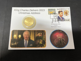 (25-12-2023) (2 W 69) King Charles III Delivers 2023 Christmas Address From Buckingham Palace (with Coin) - Dollar