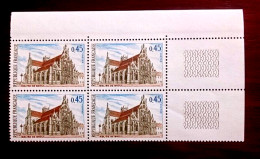 France 1969 Bloc De 4 Timbres Neuf** YV N° 1582 Eglise De Brou - Feuilles Complètes