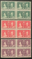 1937, George VI Coronation Issue, New Foundland, 3 Blocks Of 4, MNH, VF - Nuovi