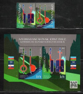 Slovakia/Azerbaijan 2023 Joint Issues — Musical Instruments (stamps 2v+MS/Block) MNH - Unused Stamps