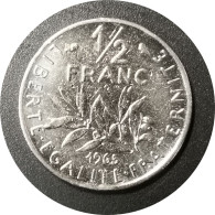 Monnaie France - 1965 - Demi Franc Semeuse O.Roty, Tranche Striée, Nickel - 1/2 Franc